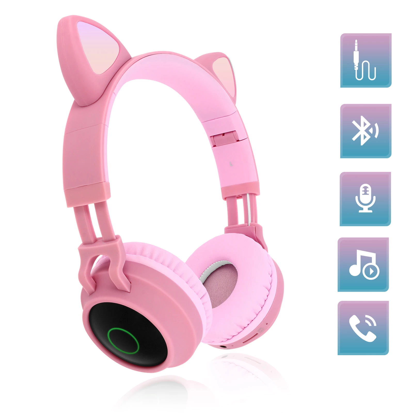 Casque Audio Bluetooth 5.0 Design Oreilles De Chat - Rose 3 Casque Audio Bluetooth 5.0 Design Oreilles De Chat - Rose