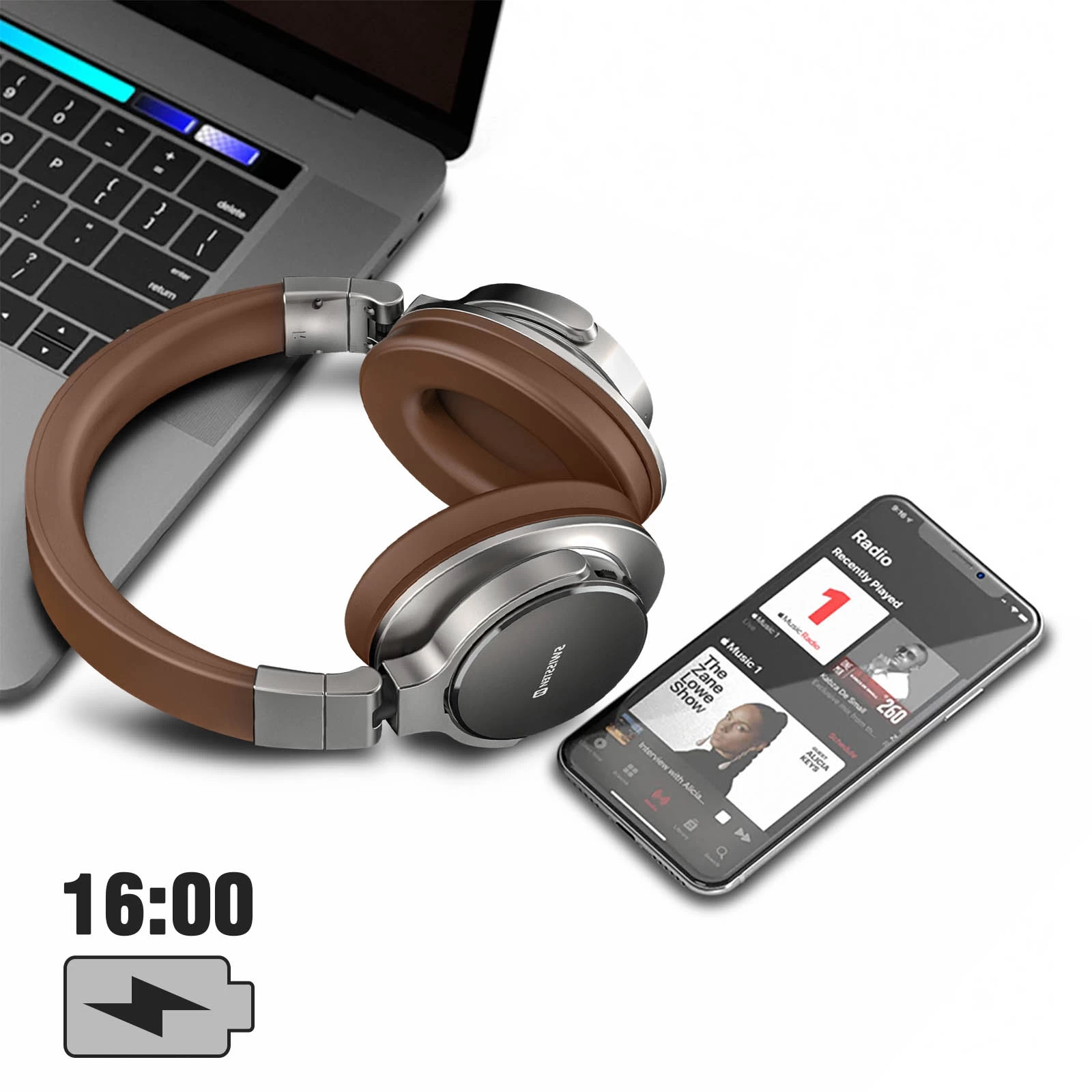 Casque Bluetooth 5.3 Extra Bass Étanche IPX3 Avec Autonomie 16 Heures, Swissten Jumbo - Marron / Argenté 6 Casque Bluetooth 5.3 Extra Bass Étanche IPX3 Avec Autonomie 16 Heures, Swissten Jumbo - Marron / Argenté – Image 4