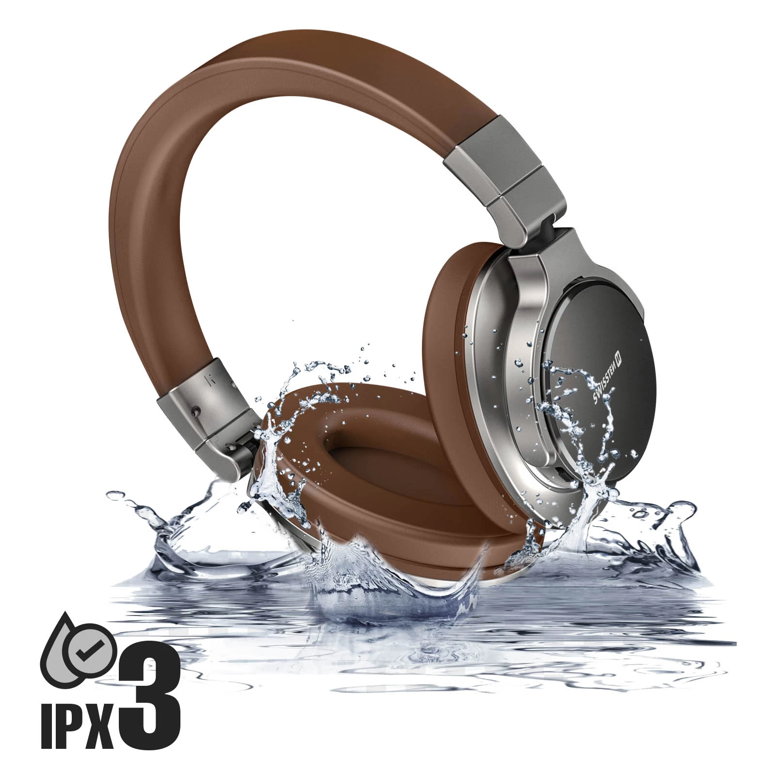 Casque Bluetooth 5.3 Extra Bass Étanche IPX3 Avec Autonomie 16 Heures, Swissten Jumbo - Marron / Argenté 10 Casque Bluetooth 5.3 Extra Bass Étanche IPX3 Avec Autonomie 16 Heures, Swissten Jumbo - Marron / Argenté – Image 8