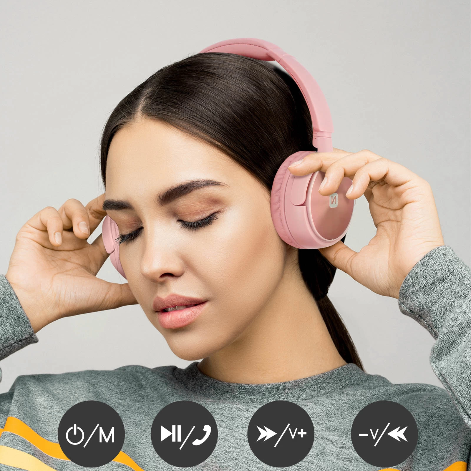 Casque Audio Bluetooth Appels & Musique, Tuner FM Intégré / Port MicroSD , Swissten Trix - Rose 6 Casque Audio Bluetooth Appels & Musique, Tuner FM Intégré / Port MicroSD , Swissten Trix - Rose – Image 4