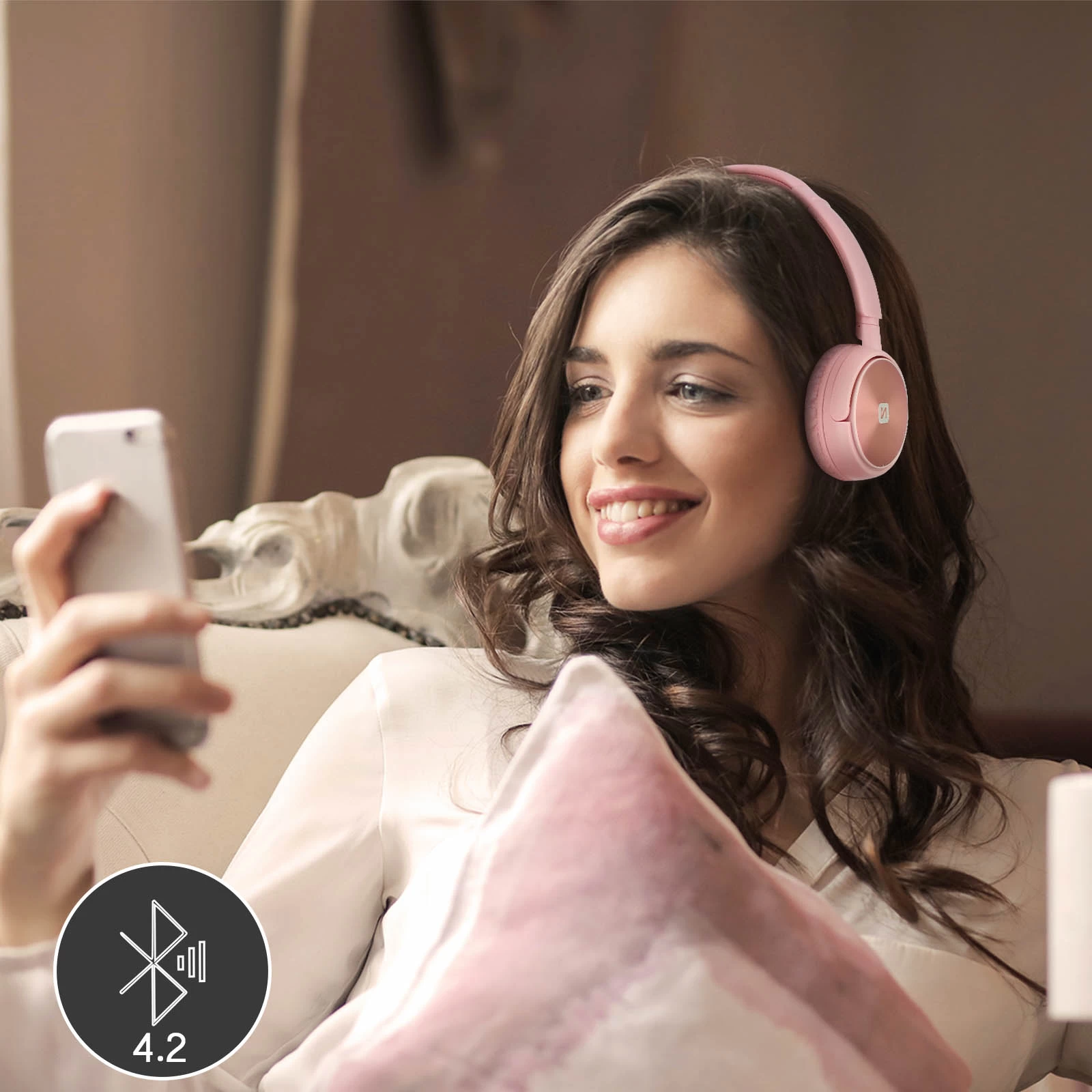 Casque Audio Bluetooth Appels & Musique, Tuner FM Intégré / Port MicroSD , Swissten Trix - Rose 11 Casque Audio Bluetooth Appels & Musique, Tuner FM Intégré / Port MicroSD , Swissten Trix - Rose – Image 9