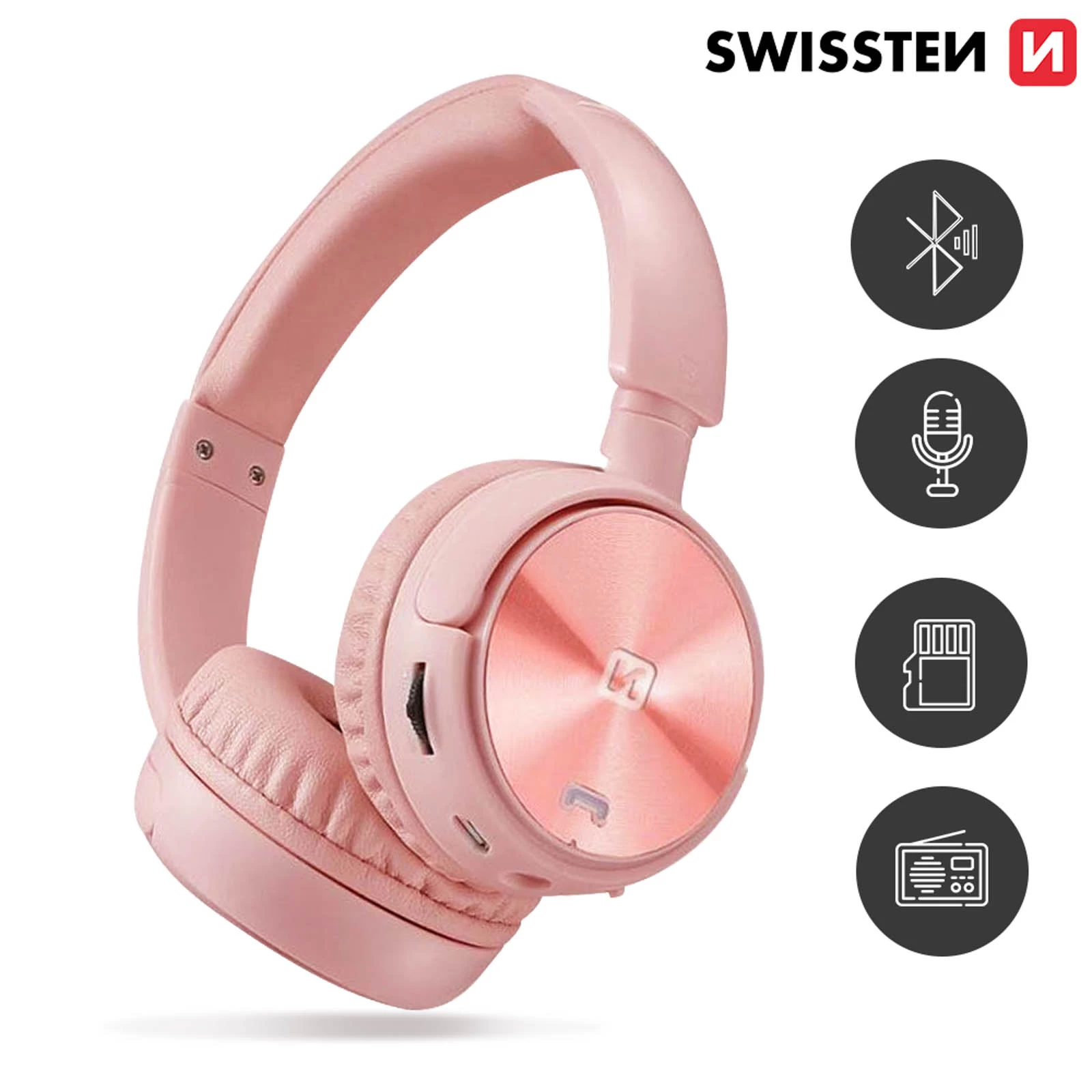 Casque Audio Bluetooth Appels & Musique, Tuner FM Intégré / Port MicroSD , Swissten Trix - Rose 3 Casque Audio Bluetooth Appels & Musique, Tuner FM Intégré / Port MicroSD , Swissten Trix - Rose