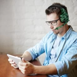 Casque Gamer Stéréo Avec Micro, Jack 3.5mm Et Câble Tressé - Camouflage Vert -Musique recherchée. kaskga g4 gn 4