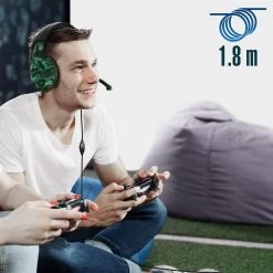 Casque Gamer Stéréo Avec Micro, Jack 3.5mm Et Câble Tressé - Camouflage Vert -Musique recherchée. kaskga g4 gn 6