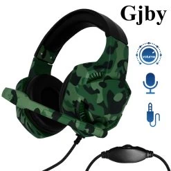 Casque Gamer Stéréo Avec Micro, Jack 3.5mm Et Câble Tressé - Camouflage Vert