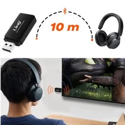 Adaptateur Audio Bluetooth, Récepteur Sans-fil USB Avec Sortie Jack + Câble Jack 3.5mm LinQ - Noir -Musique recherchée. kbt linq bj352 5