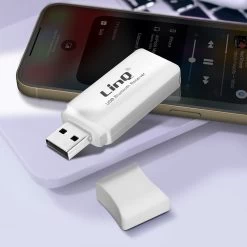 Adaptateur Audio Bluetooth, Récepteur Sans-fil USB Avec Sortie Jack + Câble Jack 3.5mm LinQ - Blanc -Musique recherchée. kbt linq wj352 3