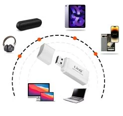 Adaptateur Audio Bluetooth, Récepteur Sans-fil USB Avec Sortie Jack + Câble Jack 3.5mm LinQ - Blanc -Musique recherchée. kbt linq wj352 8