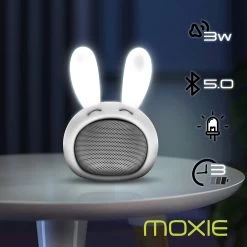 Enceinte Lumineuse Bluetooth 3W, Moxie Mini Boom Light - Lapin Blanc