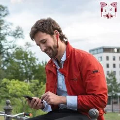 Écouteurs Kit Piéton Defunc, Intra-auriculaire Avec Design Micro-cravate, Bluetooth 4.1 - Rouge -Musique recherchée. kpt dfc hybrid rd 3