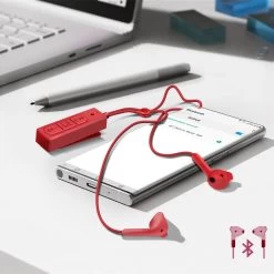 Écouteurs Kit Piéton Defunc, Intra-auriculaire Avec Design Micro-cravate, Bluetooth 4.1 - Rouge -Musique recherchée. kpt dfc hybrid rd 6 2