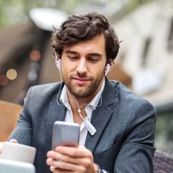 Écouteurs Kit Piéton Bluetooth Defunc, Design Micro-cravate Avec Télécommande - Blanc -Musique recherchée. kpt dfc talk wh 2