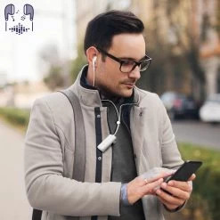 Écouteurs Kit Piéton Bluetooth Defunc, Design Micro-cravate Avec Télécommande - Blanc -Musique recherchée. kpt dfc talk wh 3