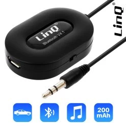 Récepteur Audio Bluetooth 4.1 Avec Adaptateur Jack 3.5mm Mâle, LinQ - Noir
