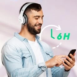 Casque Audio Bluetooth P15 - Fonction Kit Main Libre, Pliable - Blanc -Musique recherchée. p15 wh dv2 4