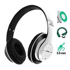 Casque Audio Bluetooth P15 - Fonction Kit Main Libre, Pliable - Blanc
