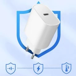 Pack 2-en-1 : Chargeur Secteur USB-C 20W + Écouteurs Filaires Jack 3.5 Avec Kit Main Libre - Blanc -Musique recherchée. pack vp 35 9