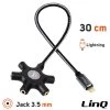 Câble Audio Lightning Vers 5x Prises Jack Femelle, Adaptateur IPhone 5 En 1 LinQ 30cm - Noir -Musique recherchée. pat 30 r
