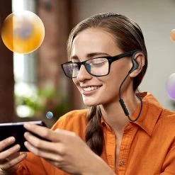 Écouteurs Sport Bluetooth Stéréo - Contours D'oreilles Silicone Ultra Confort + Pochette De Rangement - Noir -Musique recherchée. q10 bk dv2 2