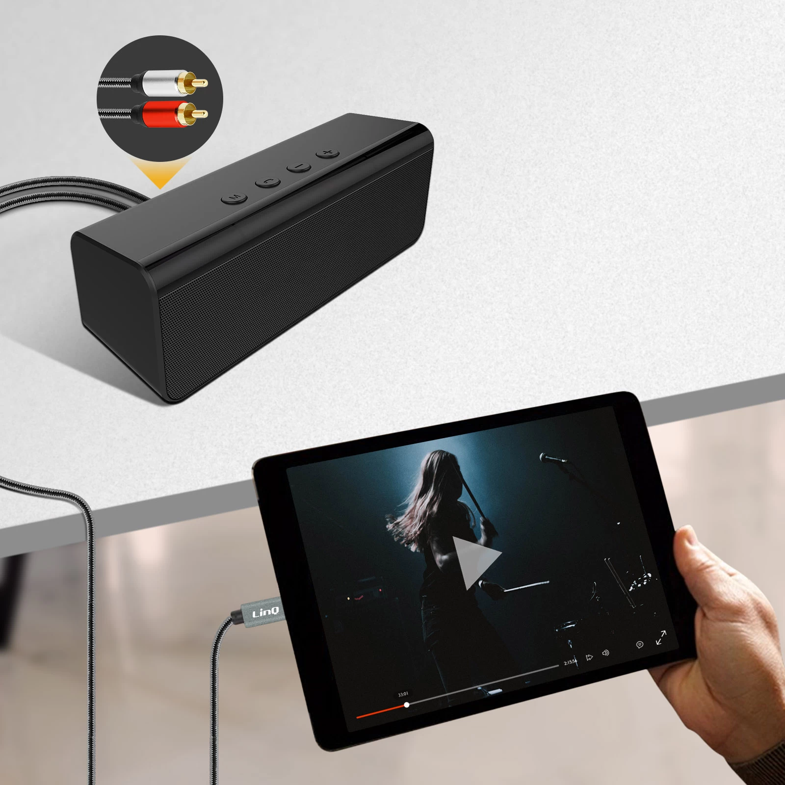 Câble Audio USB-C Vers 2x RCA Mâles 1.5m, Son De Qualité LinQ - Gris 5 Câble Audio USB-C Vers 2x RCA Mâles 1.5m, Son De Qualité LinQ - Gris – Image 3