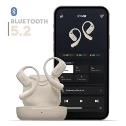 Écouteurs Sport Sans Fil Shokz OpenFit, Bluetooth 5.2 - Beige -Musique recherchée. skz fit bg 6