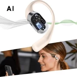 Écouteurs Sport Sans Fil Shokz OpenFit, Bluetooth 5.2 - Beige -Musique recherchée. skz fit bg 8