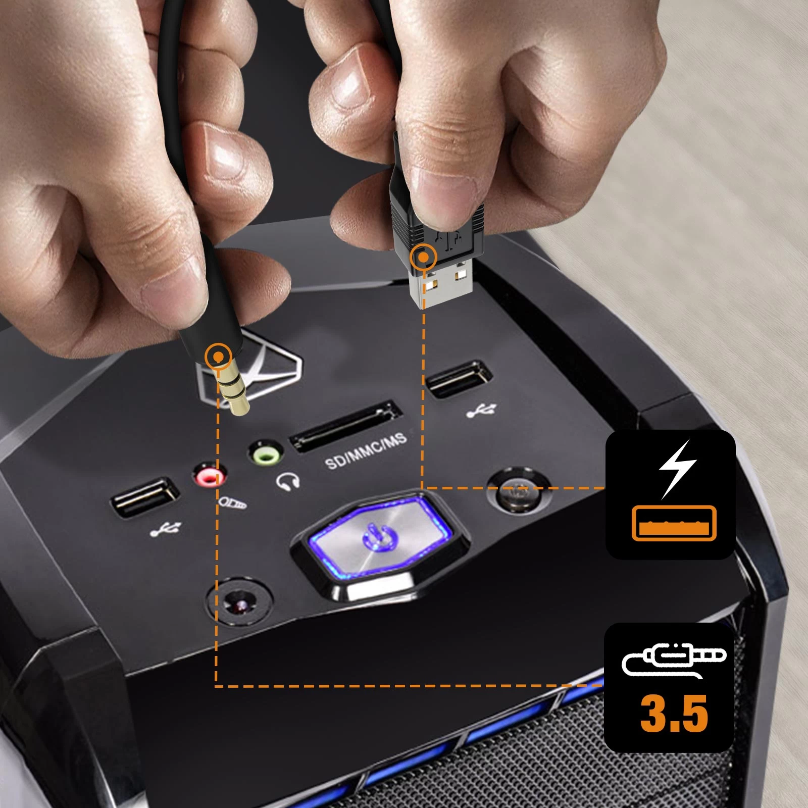 Enceinte PC Gaming RGB Filaire, Haut-Parleur 2.0, LinQ A4000 - Noir 7 Enceinte PC Gaming RGB Filaire, Haut-Parleur 2.0, LinQ A4000 - Noir – Image 6