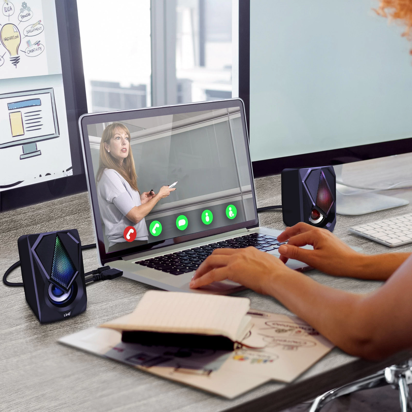 Enceinte PC Gaming RGB Filaire, Haut-Parleur 2.0, LinQ A4000 - Noir 8 Enceinte PC Gaming RGB Filaire, Haut-Parleur 2.0, LinQ A4000 - Noir – Image 7