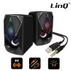 Enceinte PC Gaming RGB Filaire, Haut-Parleur 2.0, LinQ A4000 - Noir -Musique recherchée. spc linq a4000 r 2