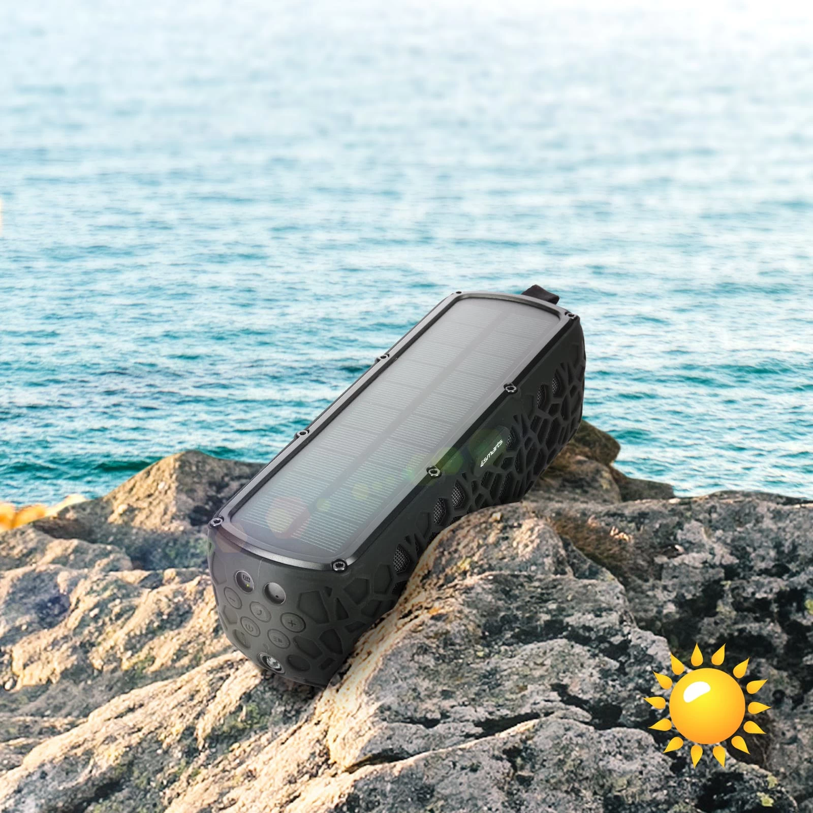 Enceinte Bluetooth Etanche Solaire - Endless Summer By 4Smarts, Son Puissant, Norme IPX6 Et Lumière LED 4 Enceinte Bluetooth Etanche Solaire - Endless Summer By 4Smarts, Son Puissant, Norme IPX6 Et Lumière LED – Image 2