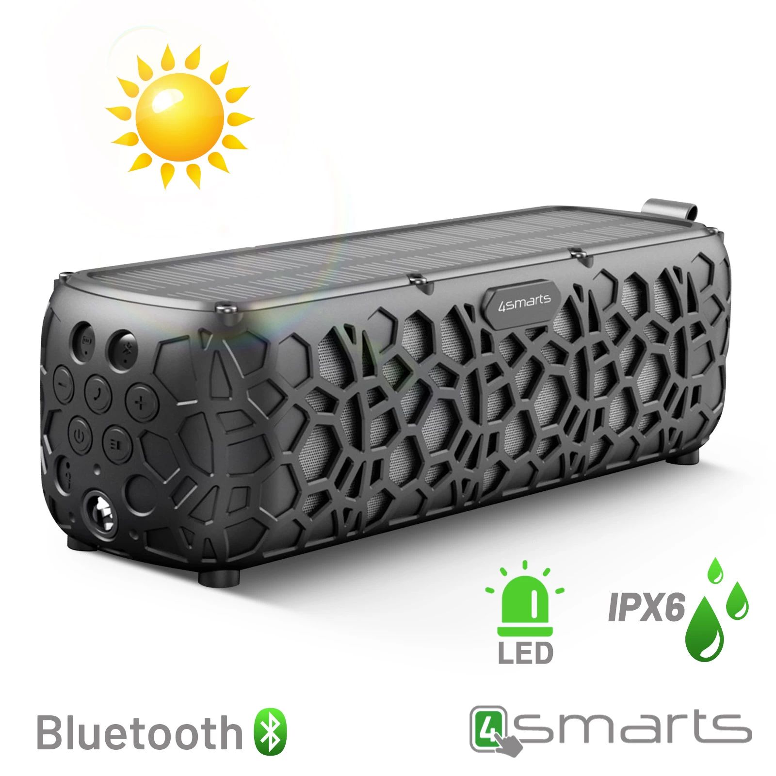 Enceinte Bluetooth Etanche Solaire - Endless Summer By 4Smarts, Son Puissant, Norme IPX6 Et Lumière LED 3 Enceinte Bluetooth Etanche Solaire - Endless Summer By 4Smarts, Son Puissant, Norme IPX6 Et Lumière LED