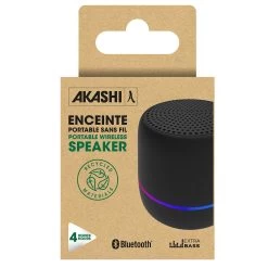 Mini Enceinte Bluetooth, Son Extra-Bass 5W Et LED Multicolore, Akashi - Noir -Musique recherchée. spik aka bk 10