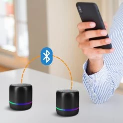 Mini Enceinte Bluetooth, Son Extra-Bass 5W Et LED Multicolore, Akashi - Noir -Musique recherchée. spik aka bk 3