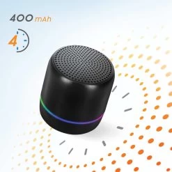 Mini Enceinte Bluetooth, Son Extra-Bass 5W Et LED Multicolore, Akashi - Noir -Musique recherchée. spik aka bk 4