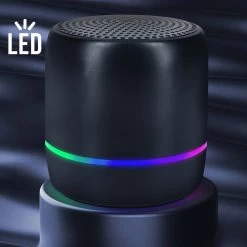 Mini Enceinte Bluetooth, Son Extra-Bass 5W Et LED Multicolore, Akashi - Noir -Musique recherchée. spik aka bk 5