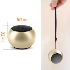 Mini Enceinte Sans Fil En Aluminium, Son De Qualité 3W, Ultra-Compacte Avec Dragonne - Doré -Musique recherchée. spik alu gd 10