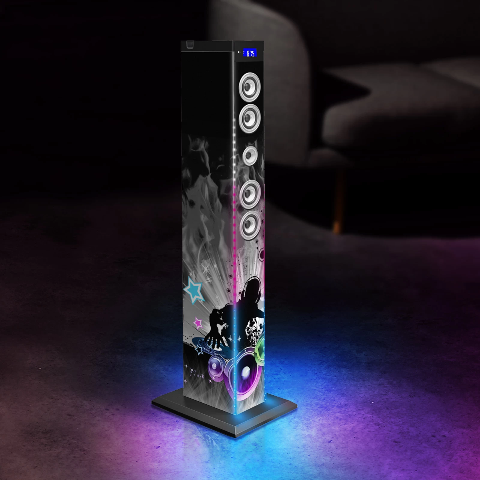 Enceinte Bluetooth Lumineuse Bigben 60W - Tour Multimédia DJ Light 4 Enceinte Bluetooth Lumineuse Bigben 60W - Tour Multimédia DJ Light – Image 2