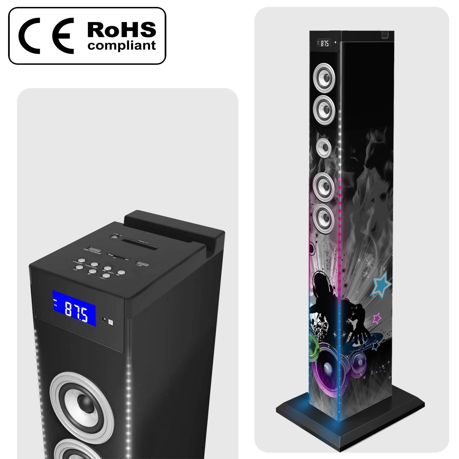 Enceinte Bluetooth Lumineuse Bigben 60W - Tour Multimédia DJ Light 11 Enceinte Bluetooth Lumineuse Bigben 60W - Tour Multimédia DJ Light – Image 9