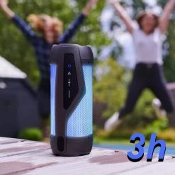 Enceinte Bluetooth Lumineuse 20W, Certifiée IP54 Et Autonomie 3H, Bigben Party BT Mini -Musique recherchée. spik big ipmin 3