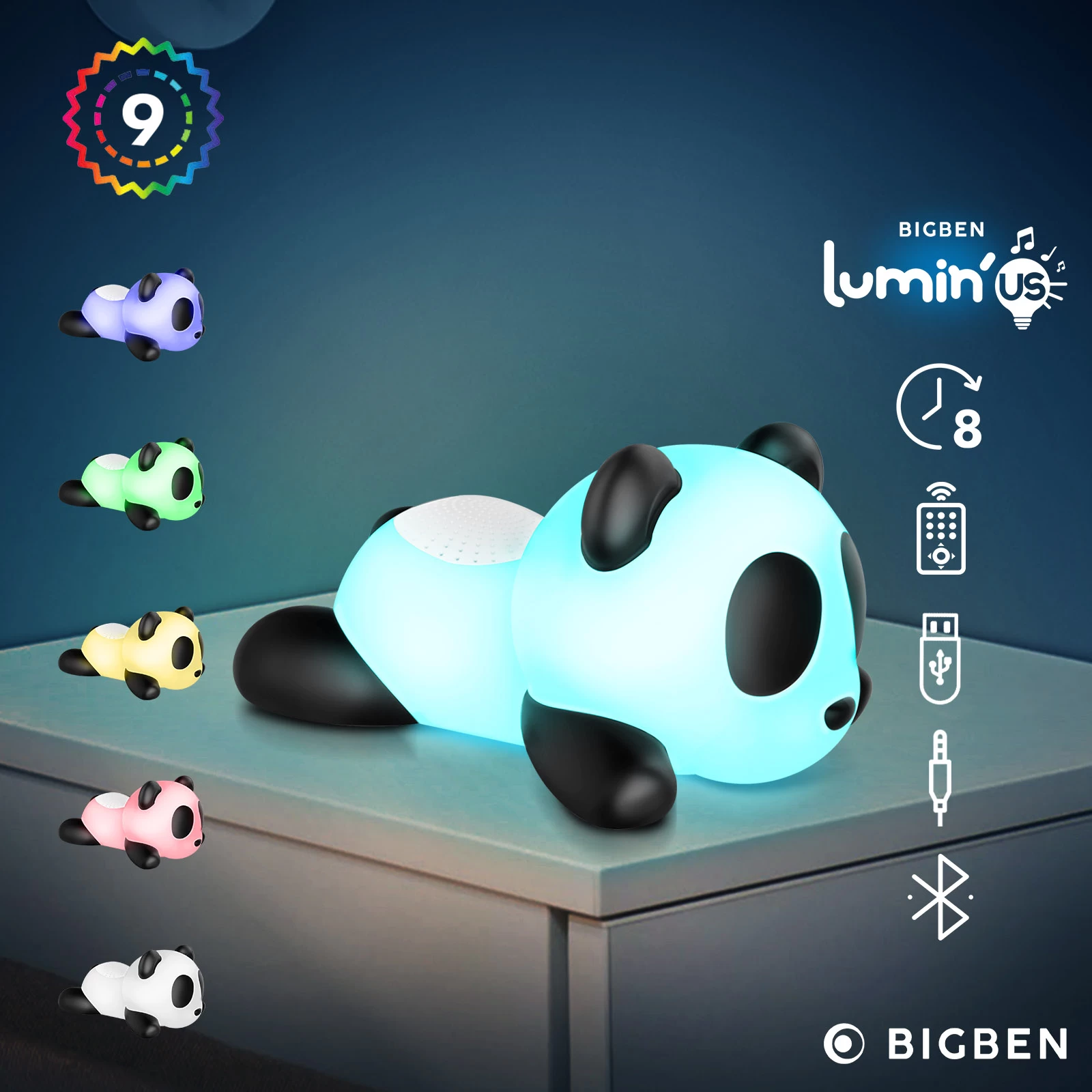 Enceinte Bluetooth Lumineuse Panda 15W, Intensité Réglable, Bigben Lumin'Us 3 Enceinte Bluetooth Lumineuse Panda 15W, Intensité Réglable, Bigben Lumin'Us