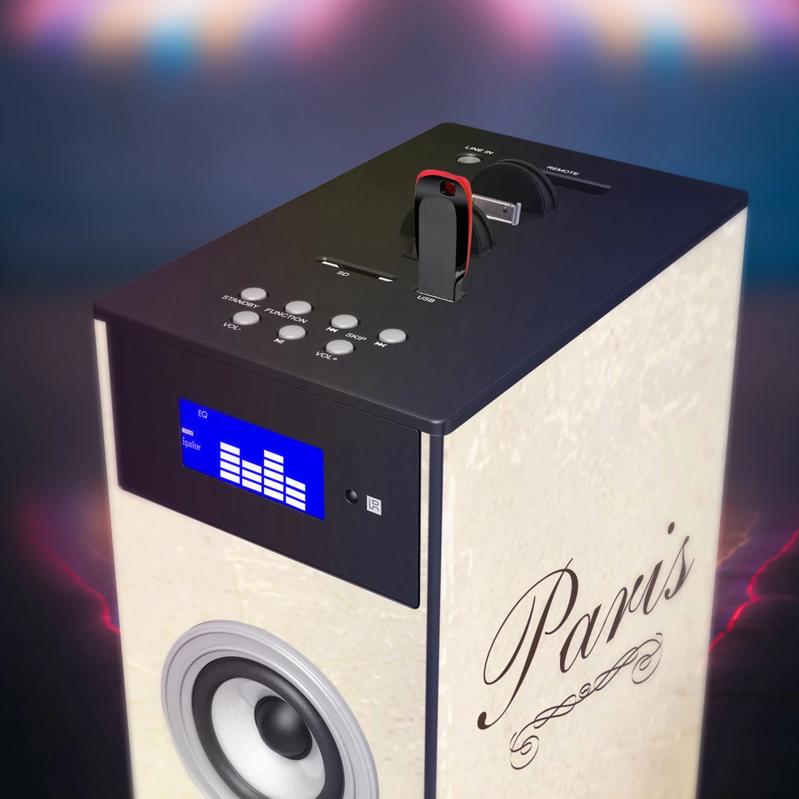 Enceinte Bluetooth Paris 60W, Station D'accueil USB-C - Tour Multimédia Bigben 10 Enceinte Bluetooth Paris 60W, Station D'accueil USB-C - Tour Multimédia Bigben – Image 8