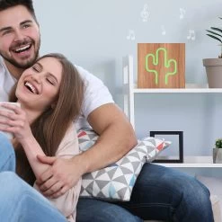 Color Block Enceinte Lumineuse Multifonction Colorblock, Haut-Parleurs Bluetooth, Charge Induction - Néon Cactus -Musique recherchée. spik cbk cactus 3 2