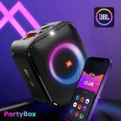 Enceinte Bluetooth JBL PartyBox Encore Essential, Son Cristallin Avec Autonomie 6 Heures, Entrée Micro - Noir -Musique recherchée. spik jbl boxadus 6