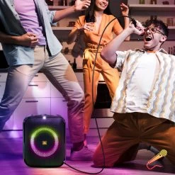 Enceinte Bluetooth JBL PartyBox Encore Essential, Son Cristallin Avec Autonomie 6 Heures, Entrée Micro - Noir -Musique recherchée. spik jbl boxadus 7