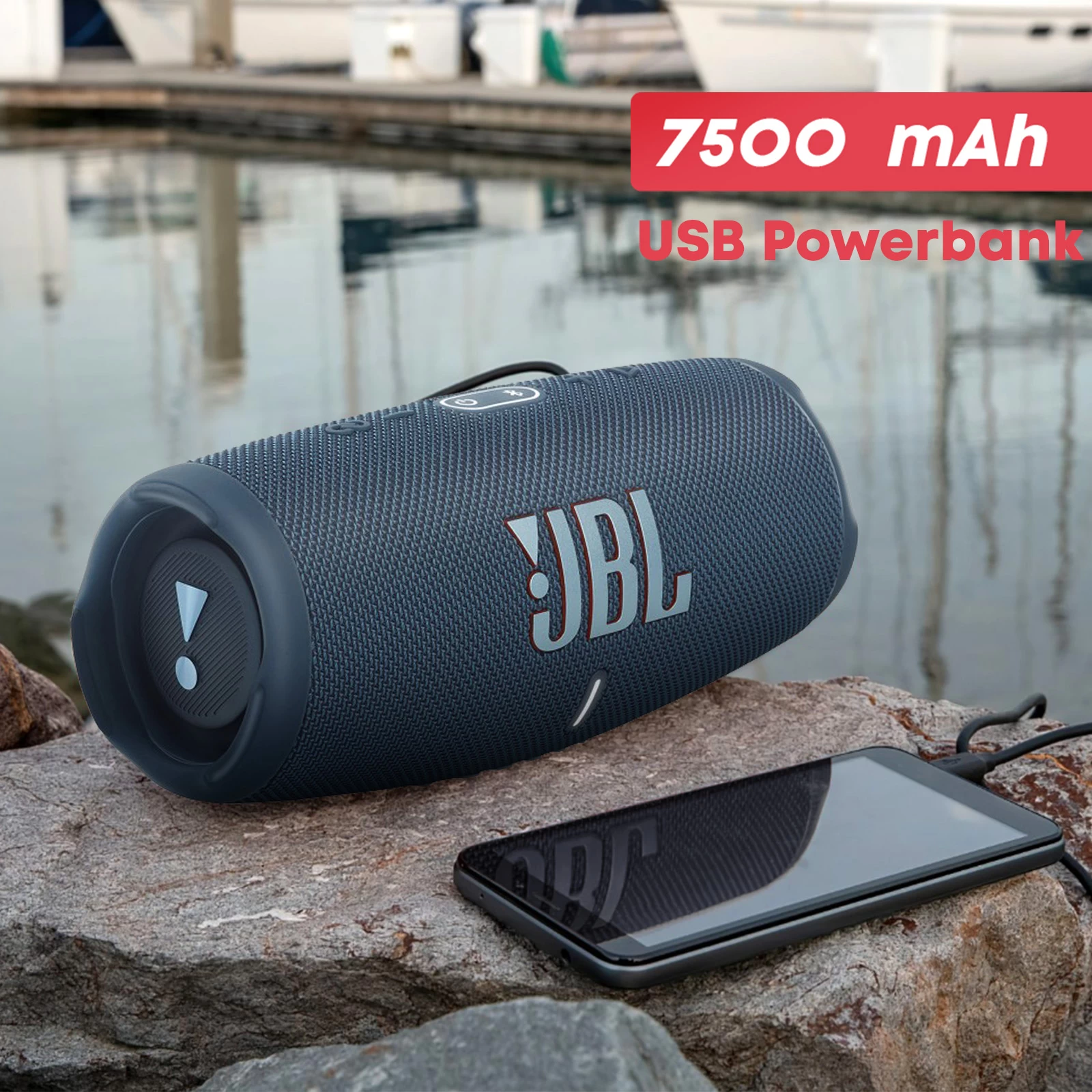 Enceinte Bluetooth JBL Charge 5, Étanche IP67 + Powerbank Intégré - Autonomie 20H - Bleu 4 Enceinte Bluetooth JBL Charge 5, Étanche IP67 + Powerbank Intégré - Autonomie 20H - Bleu – Image 2