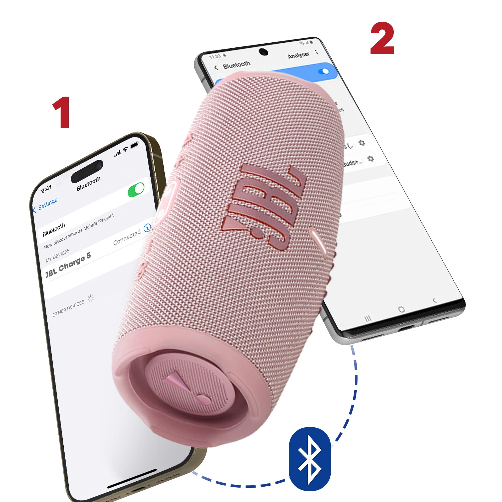 Enceinte Bluetooth JBL Charge 5, Étanche IP67 + Powerbank Intégré - Autonomie 20H - Rose 5 Enceinte Bluetooth JBL Charge 5, Étanche IP67 + Powerbank Intégré - Autonomie 20H - Rose – Image 3