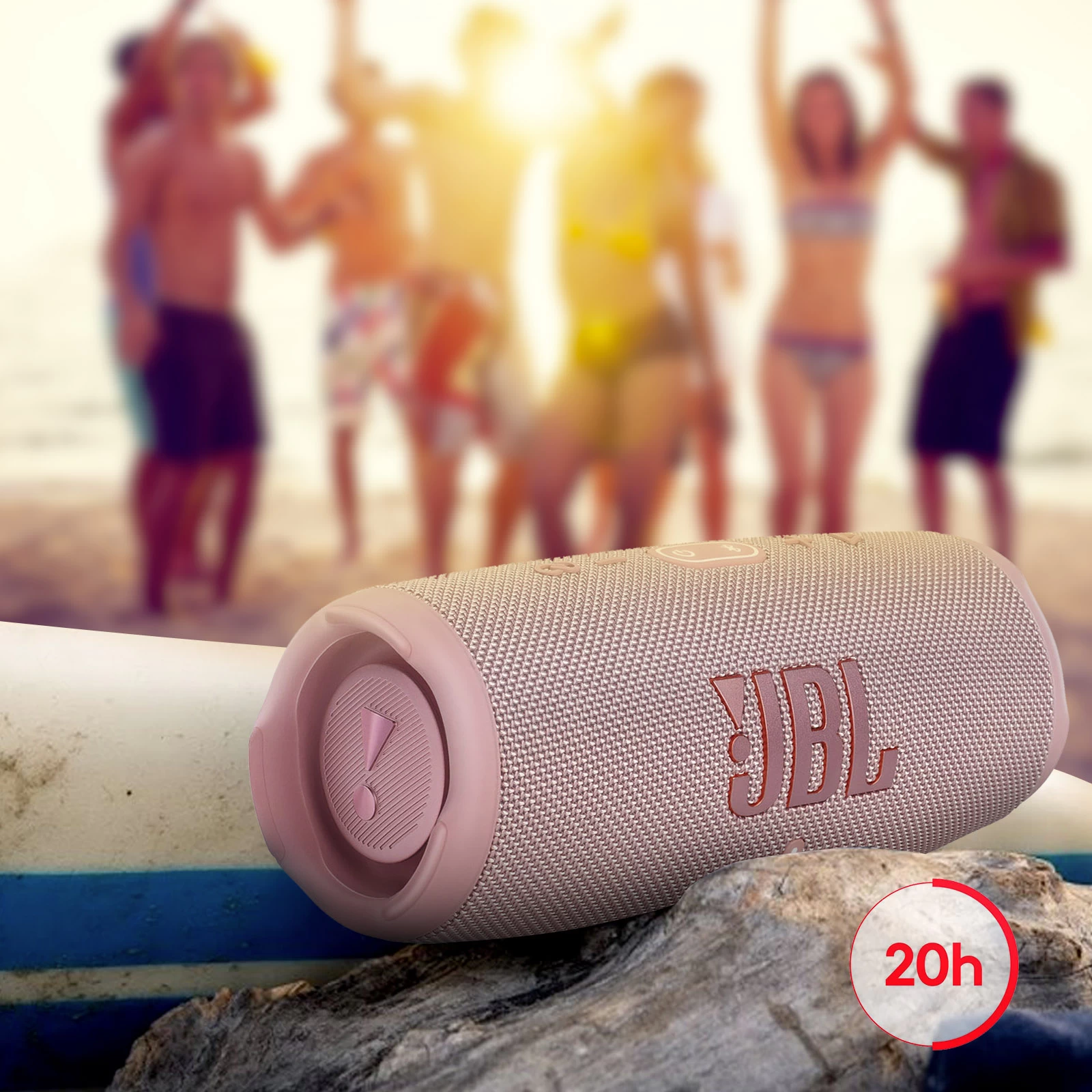 Enceinte Bluetooth JBL Charge 5, Étanche IP67 + Powerbank Intégré - Autonomie 20H - Rose 11 Enceinte Bluetooth JBL Charge 5, Étanche IP67 + Powerbank Intégré - Autonomie 20H - Rose – Image 9