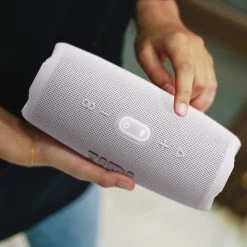 Enceinte Bluetooth JBL Charge 5, Étanche IP67 + Powerbank Intégré - Autonomie 20H - Blanc -Musique recherchée. spik jbl charge5 wh 8