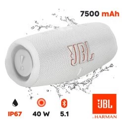 Enceinte Bluetooth JBL Charge 5, Étanche IP67 + Powerbank Intégré - Autonomie 20H - Blanc