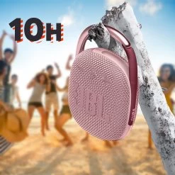 Enceinte Bluetooth JBL Clip 4, Étanche IP67 Et Portable Avec Mousqueton - Autonomie 10H - Rose -Musique recherchée. spik jbl clip4 pk 4